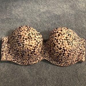 Leopard Print strapless bra, 38D, Victoria Secret